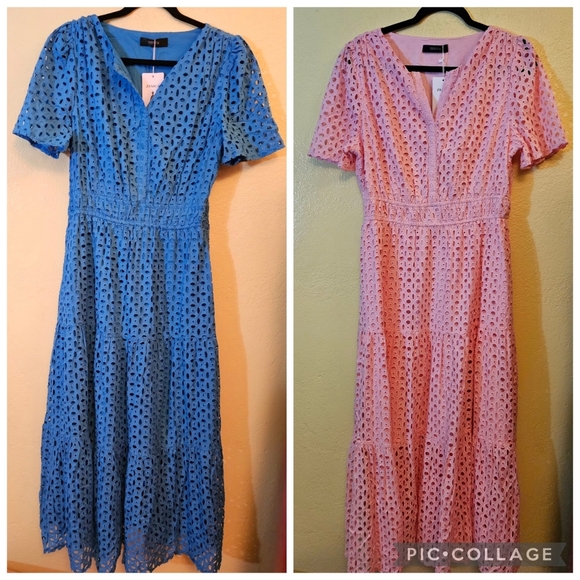 Zesica V-Neck Hollow Out Eyelet Ruffle Swing A-Line Dress Size Large NWT - Picture 6 of 15